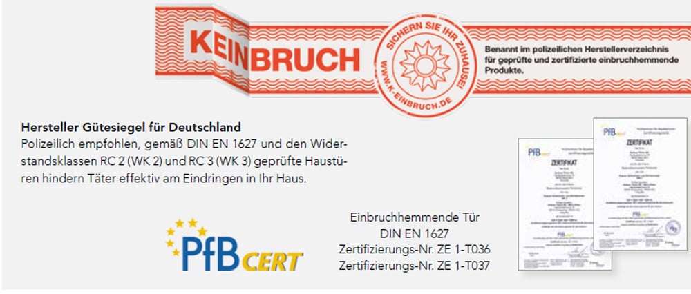 Haustür-Sicherheit Hersteller Gütesiegel Rubner Holzhaustüren - pmt Sicherheit bei Haustüren für München und Rosenheim
